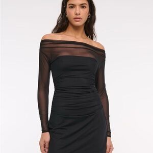Abercrombie & Fitch Off-The-Shoulder Mesh Mini Dress